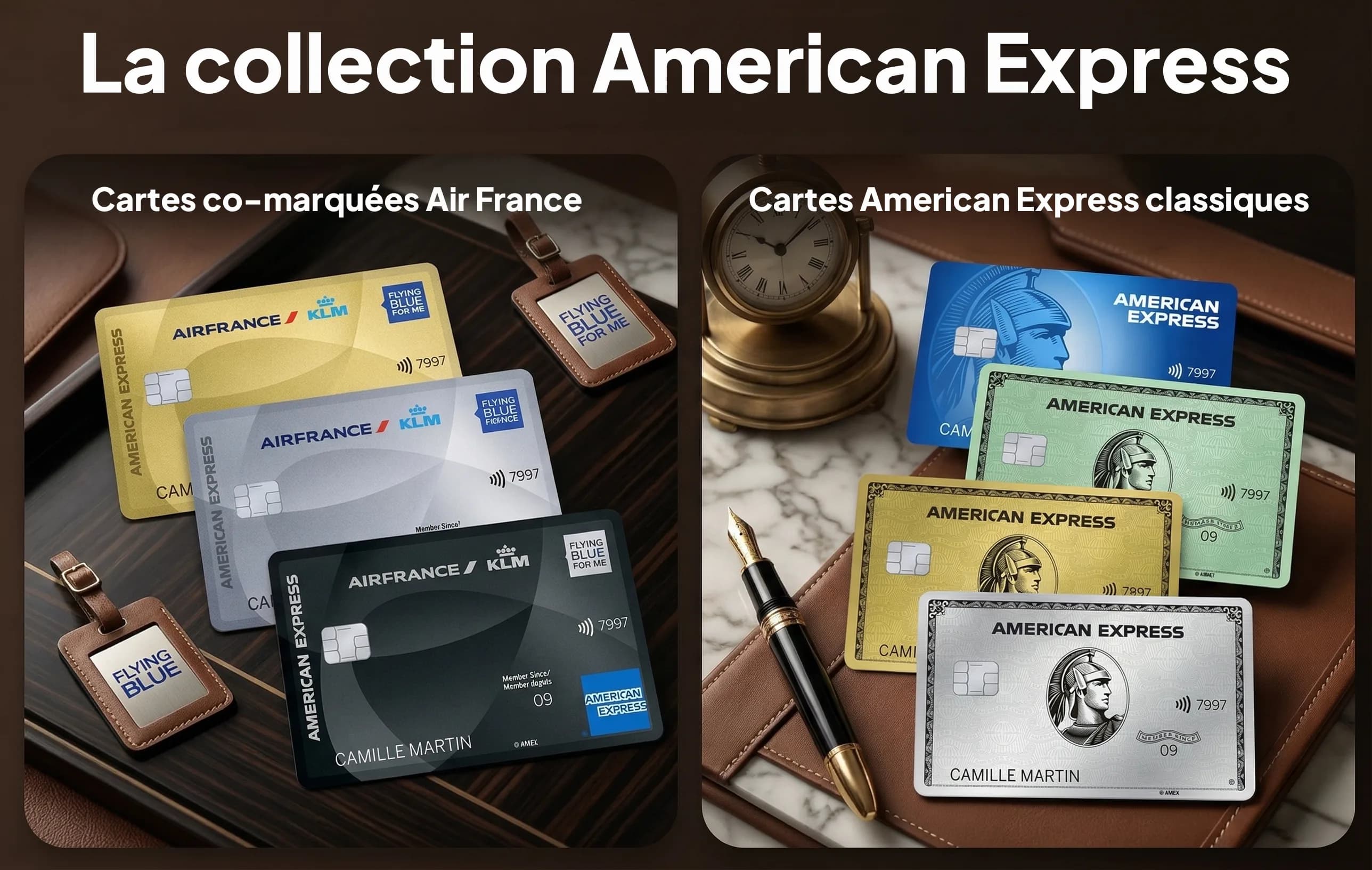 La collection American Express en France — cartes co-marquées Air France et cartes classiques